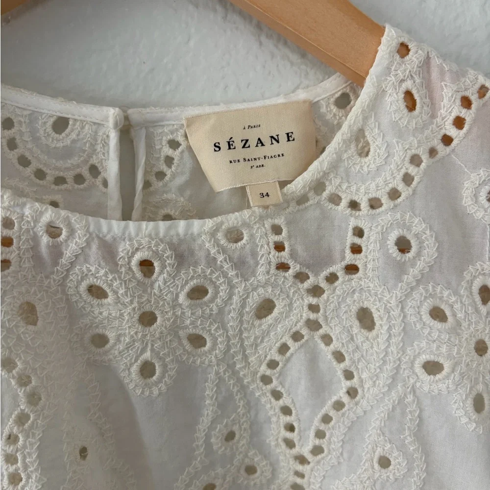 Sezane Annabelle Blouse Ecru - Size 2 - Picture 2 of 9